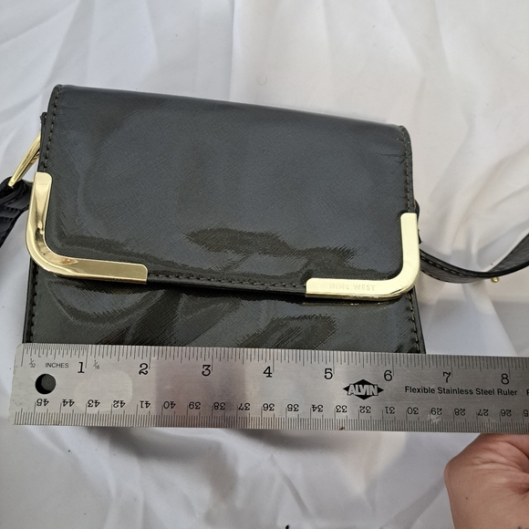 Nine West | Dark green mini purse with long strap & gold details - Picture 13 of 16